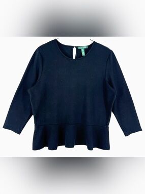 Lauren Ralph Lauren Women navy Ruffle Blouse XL
